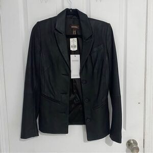 Danier Black Leather Fitted Blazer Jacket | Lined | Women’s XXS